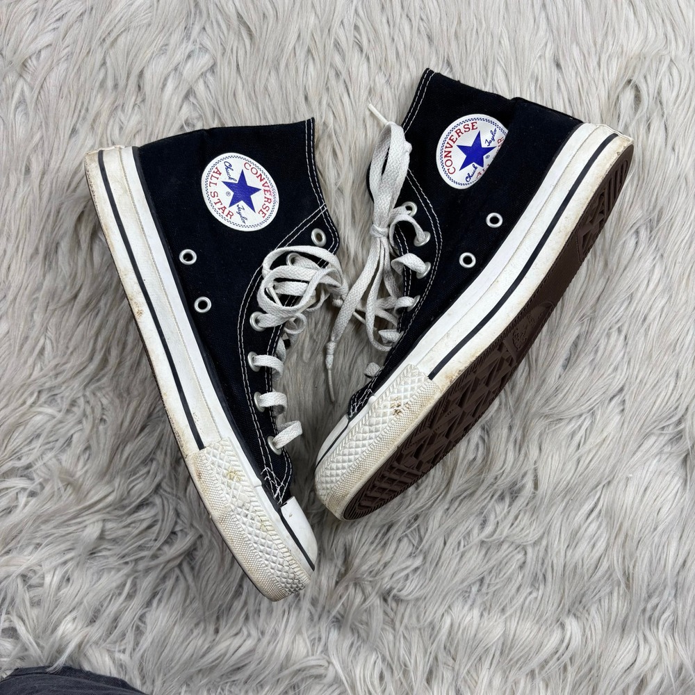 Converse Women's 8 Black Canvas High Top Sneakers Classic Casual Basic Punk Alt - Picture 2 of 6